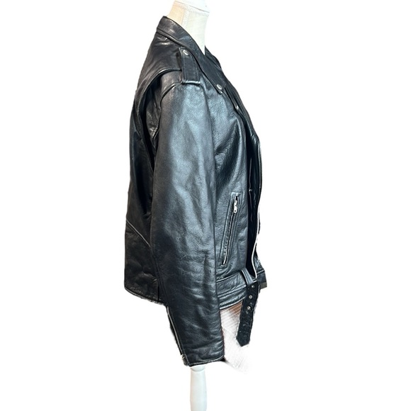 Milwaukee Long Sleeve Zip Motorcycle Jacket Black Leather Men XL Zip Out Liner - Picture 2 of 15